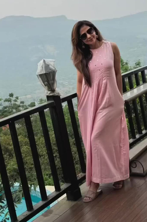 Nanda Mirror Work Sleeveless Jumpsuit